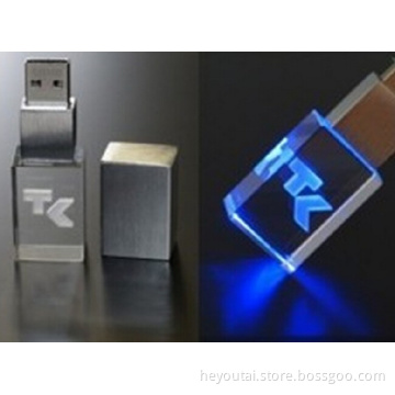 Fancy LED Light Transparent Crystal USB Flash Drive Giveaway Gift